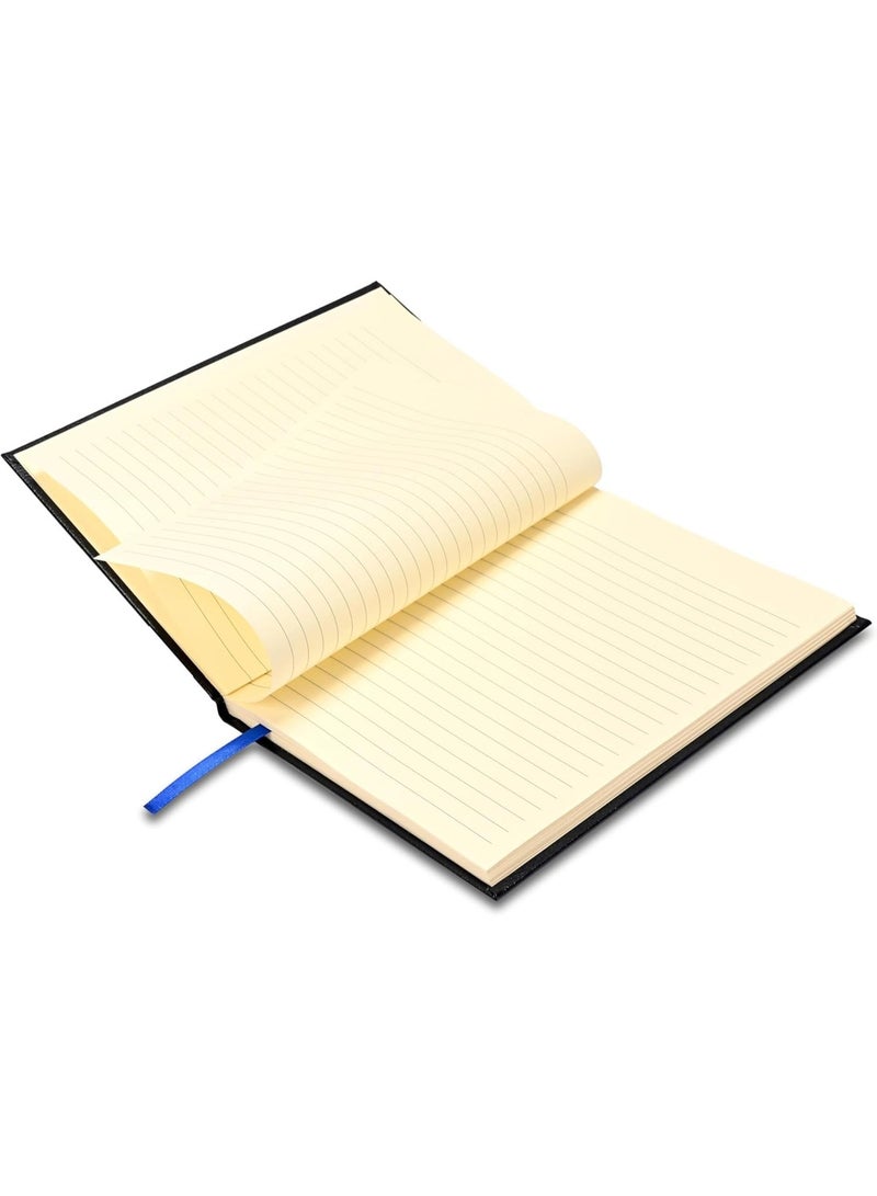 FIS Hard Cover Notebook A5 (148x210mm), Bonded Leather, 98 Sheets/196 Pages, Single Line, 85gsm Italian Ivory Paper, Glued Binding, Blue Cover - FSNBA5IVBLBL - Image 5